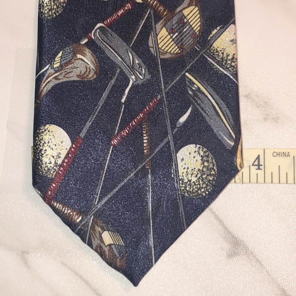 2X A ROGERS Mens The 4th Hole Golf Clubs Balls Polyester Sports Necktie Novelty - Picture 12 of 16